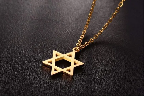Miniatura 6 de QEPOL Collares con colgante de seis puntas chapados en oro de 18 quilates, con dije de estrella de David Megan, joyería judía de Israel