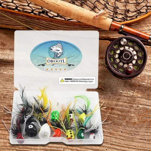 Miniatura 7 de OROOTL Kit de moscas para pesca con mosca, coloridos señuelos de pesca con mosca, flotadores de espuma, accesorios para trucha, panfish bluegill