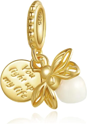 Miniatura 128 de Dijes de plata de ley 925 con diseño de oso dorado para mujer, pulseras y collares, regalos para familiares y amigos, 3 piezas/paquete