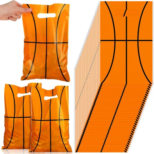 Sinmoe 50 bolsas de baloncesto de 7.9 x 11.8 pulgadas, bolsas de plástico para regalos de fiesta, bolsas de regalo con temática deportiva,