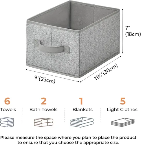 Miniatura 6 de GRANNY SAYS Contenedores de tela para almacenamiento, contenedores de armario para estantes, canasta de almacenamiento con asas, cajas de Gris ceniza