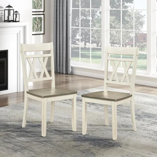 Miniatura 16 de Lexicon Janina - Juego de 2 sillas de comedor modernas de granja, juego de 2, madera maciza, respaldo cruzado, para cocina tradicional moderna Verde