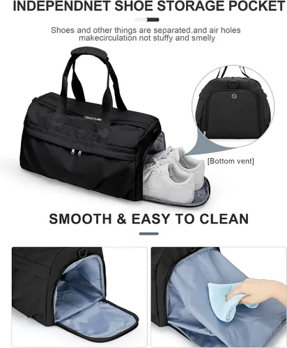 Miniatura 3 de Bolsa de gimnasio para mujeres y hombres con compartimento para zapatos, bolsa de lona deportiva, impermeable, para viajes, fin de semana, bolsa