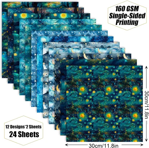 Miniatura 2 de Papel de álbum de recortes con patrón de galaxia, 11.8 x 11.8 in, paquete de cartulina especial para álbumes de recortes, blocs de papel