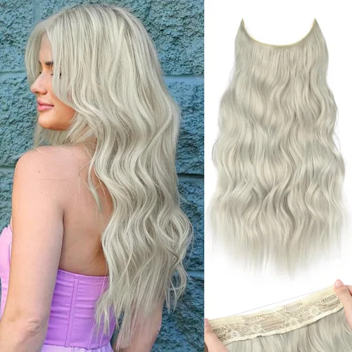 Miniatura 83 de KooKaStyle - Extensiones de cabello con hilo invisible, diadema transparente, ajustables, 4 clips fijadores, cabello largo y ondulado de 12