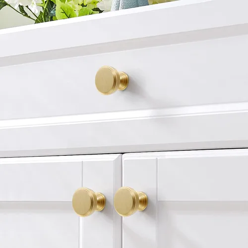 Miniatura 5 de Paquete de 10 pomos de latón macizo para gabinetes de cocina, pomos dorados modernos para tocador, tiradores de perillas de gabinete de escalón