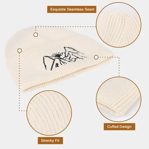 Miniatura 2 de MUQU Gorros para hombre diseño de gorro con bordado de montaña gorro de punto cálido de invierno gorros con puños