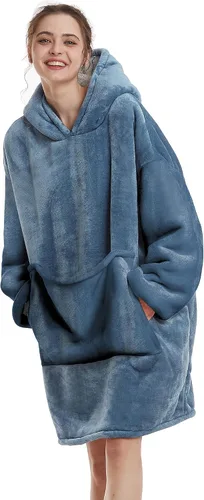 Miniatura 24 de Aemilas Wearable Blanket Hoodie - Warm Sherpa Blanket Sweatshirt as Gifts for Adult Women Mom Men, One Size Fits All