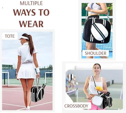 Miniatura 5 de Bolsa deportiva de pickleball con soporte para raqueta, neopreno, correa de hombro ajustable