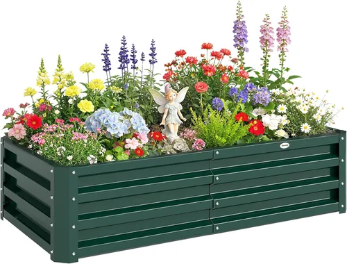 Miniatura 38 de Outsunny Cama de Jardín Elevada con 3 Jardineras, Soporte de Plantas de Madera con Orificios de Drenaje, para Verduras, Hierbas y Flores, Gris