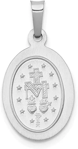 Miniatura 3 de Diamond2Deal Colgante de medalla milagrosa de oro blanco de 14 quilates, pulido y satinado, joyería fina para mujer (L- 0.906in, W- 0.472in), Oro