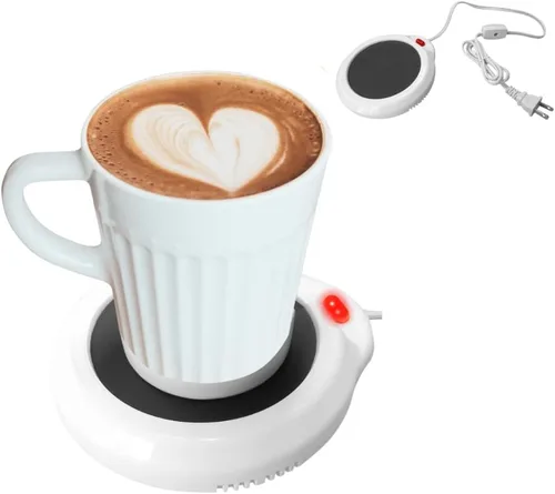 Miniatura 11 de Evelots Calentador eléctrico de tazas de escritorio, placa de calentamiento de velas, calentador de taza de café, también ideal para té caliente