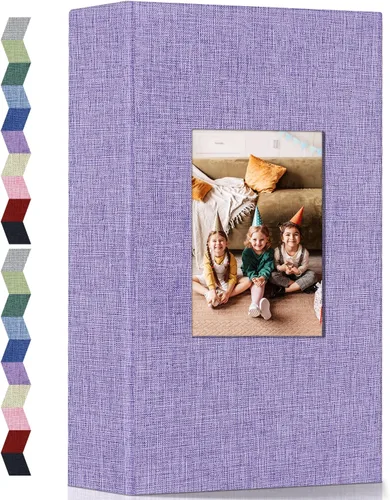 Miniatura 31 de Álbum de fotos popotop 4x6 - 100 fotos, libros de fotos con 100 bolsillos verticales, álbumes con cubierta de lino para fotos familiares, de boda