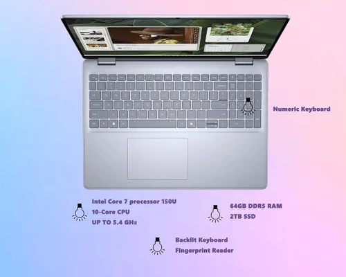 Miniatura 4 de DELL Inspiron 16 5640 Laptop con pantalla táctil FHD de 300 nits de 16 pulgadas, Intel Core 7 150U (CPU de 10 núcleos), 64 GB DDR5 RAM SSD de 2