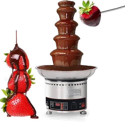 Fuente de fondue de chocolate de acero inoxidable de 5 niveles, capacidad de 8.8 lbs, chocolate eléctrico de acero inoxidable, control de pantalla
