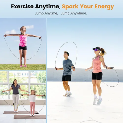 Miniatura 6 de Jump Rope,Tangle-Free Rapid Speed Jump Rope with Ball Bearings for Men,Women and Kids,Adjustable Steel Skipping Rope with Ergonomic Foam Handles,A