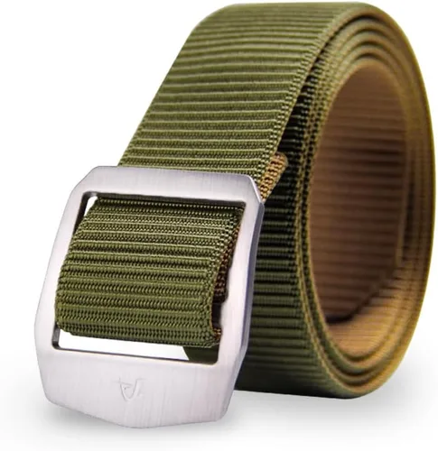 Miniatura 7 de Cinturón militar táctico de nailon para hombre, hebilla de titanio ajustable, verde, 41.34-53.15 pulgadas