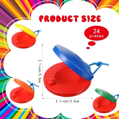 Miniatura 2 de Boao 24 castañuelas instrumento musical de madera mano dedo aplaudir tablero educativa de percusión DIY instrumentos musicales castañuelas de ritmo