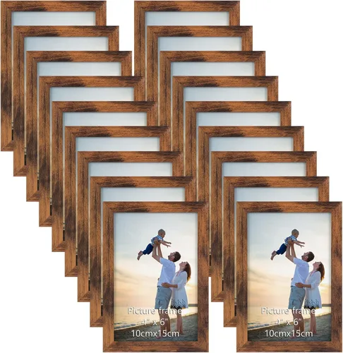 Miniatura 20 de Hoikwo 18 paquetes de marcos de fotos de plástico negro de 3.5x5 multifuncionales con cubierta de plástico para fotos familiares, obras de arte