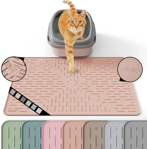 Miniatura 23 de OHMO Alfombrilla Grande para Arena de Gatos Alfombrilla de Captura Premium Goma de Silicona 31.5 x 23.6 pulgadas Gris Ceniza, Alfombrilla para Caja
