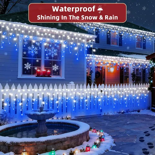 Miniatura 5 de 612 luces LED de Navidad de 60 pies con 136 caídas, 12 modos de iluminación, decoración navideña multicolor, luces centelleantes regulables