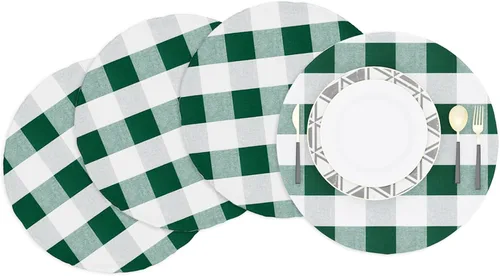 Miniatura 34 de Juego de 4 manteles individuales de algodón de 2 lados a cuadros amarillos y blancos, resistentes al calor, para mesa de cocina, 12 x 18 pulgadas