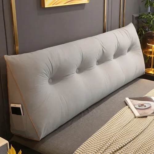 Miniatura 8 de Cómoda almohada lumbar para descansar en cama, cojín de respaldo de lectura, almohada triangular para cabecero, almohada de descanso de cuña, Gris