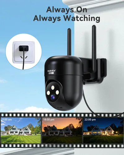 Miniatura 3 de MUBVIEW Cámaras de seguridad negras de 360° inalámbricas para exteriores, cámara exterior con cable 24/7 para seguridad del hogar, seguimiento