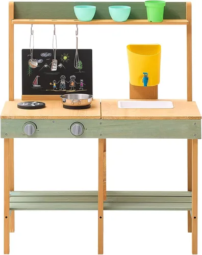 Miniatura 9 de VEVOR Cocina de juego de madera, cocina de barro al aire libre para niños, juego de cocina para niños pequeños, juego de cocina para niños