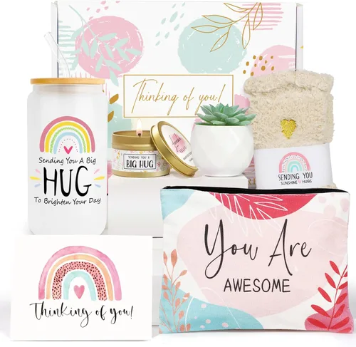 Miniatura 8 de Cestas de Regalo Get Well Soon para Mujeres, Enviándote Regalos de Abrazo, Regalos para Sentirse Mejor Después de la Cirugía para Amigas, Paquete