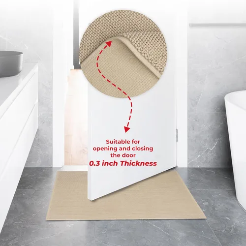 Miniatura 7 de American Soft Linen - Alfombra de baño antideslizante, 100% de algodón, 17 x 24 pulgadas, alfombras de baño lavables, tapetes peludos, color beige