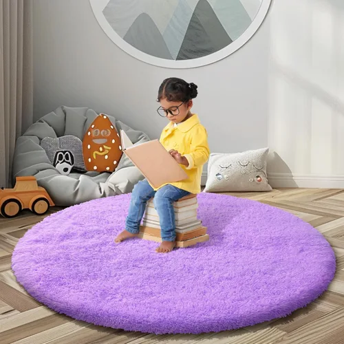 Alfombras circulares súper suaves para niñas, castillo de princesa, tienda de campaña de 5 diámetros, alfombras circulares de área para dormitorio
