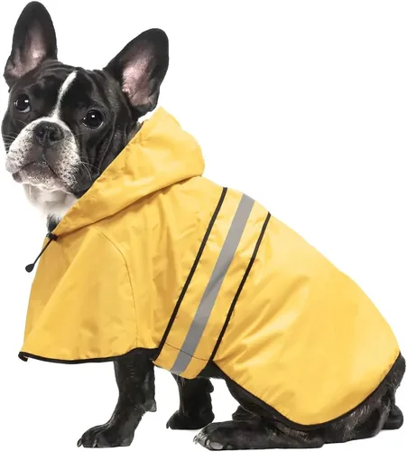 Miniatura 20 de Impermeable reflectante para perros – Impermeable ajustable para perros, impermeable ligero con capucha para perro, poncho chubasquero, chaqueta