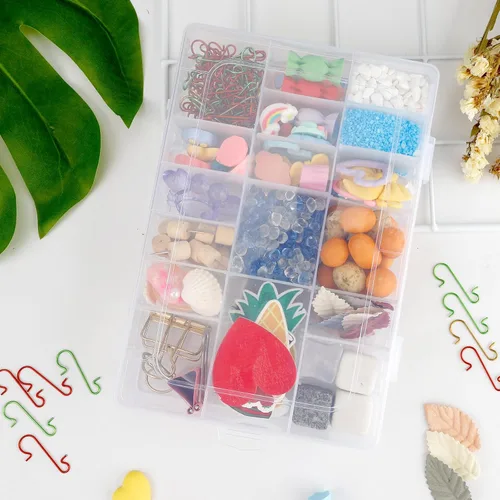 Miniatura 6 de OALCQ Caja organizadora de plástico de 24 rejillas con divisores, caja organizadora de cuentas para manualidades, caja organizadora de aretes
