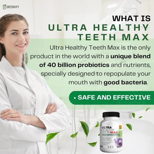 Miniatura 7 de Suplemento probiótico Ultra Healthy Teeth Max, 40 mil millones de UFC, 60 cápsulas, fórmula avanzada de salud bucal (5)