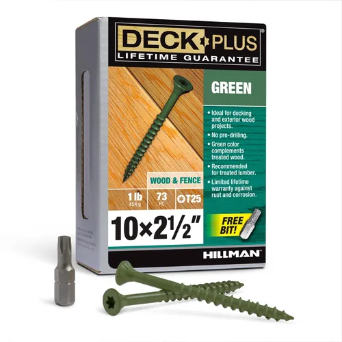 Miniatura 61 de Deck Plus Tornillos para Madera Exterior y Cercas con Revestimiento Epoxi de 2-1/2 Pulgadas #10 x 2-1/2" Torx/Star Drive Incluido Rosca Gruesa, Verde