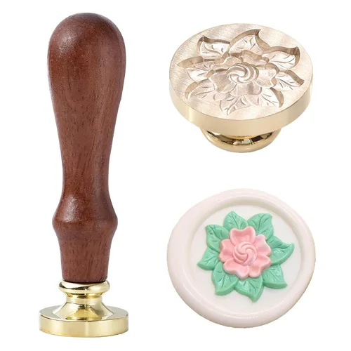 Miniatura 16 de Sello de cera – Sello de cera de sellado de semillas de loto, sello floral y vegetal, cabeza de sello de flor de loto ovalada para tarjetas, sobres