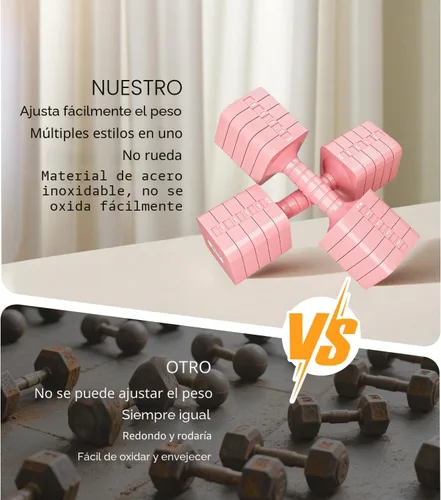 Miniatura 4 de Juego de mancuernas ajustables de 16 libras y 20 libras, juego de mancuernas para mujeres y hombres, pesas de mano, par de mancuernas