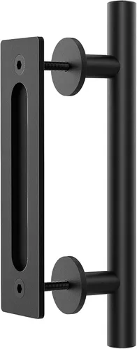 WINSOON juego de manijas de 12" para puerta de granero deslizante con diseño de doble cara y tirador de dedo, kit de manijas de puerta estilo