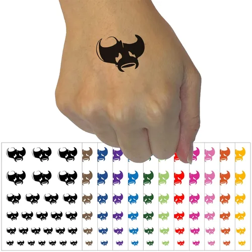 Manta Ray - Tatuaje temporal resistente al agua, colección de arte corporal falso, color azul oscuro (una hoja)