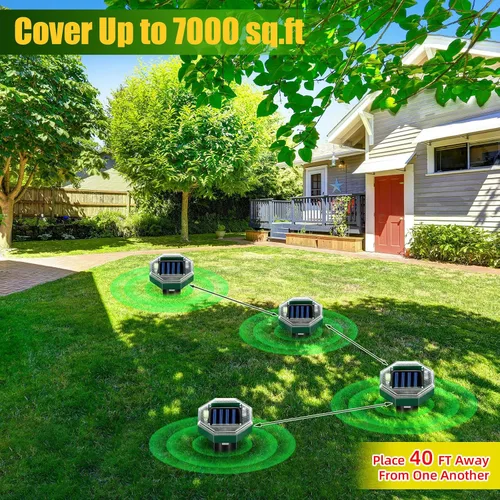 Miniatura 3 de Paquete de 8 repelentes de topos con energía solar, repelente de serpientes para patio, césped, jardín, impermeabilidad IP65, estacas disuasorias