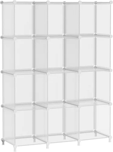 Miniatura 17 de AWTATOS Organizador de almacenamiento de cubos, estantería de 12 cubos, estantería de bricolaje de plástico para armario, estantes de almacenamiento