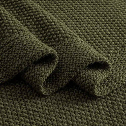Miniatura 8 de CozeCube Manta verde oliva de punto trenzado suave y acogedora para cama, sofá, sala de estar, manta decorativa de Navidad ligera y cálida, 50 x 60