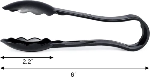 Miniatura 3 de New Star Foodservice 35698 Utility Tong - Pinzas de plástico de alta temperatura, festoneadas, 6 pulgadas, color negro, juego de 12