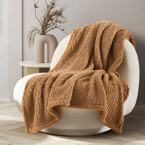 Miniatura 15 de Manta Sherpa de forro polar ultrasuave, tamaño Queen, manta de cama bohemia ligera y acogedora con borla decorativa, patrón reversible, 2 tonos