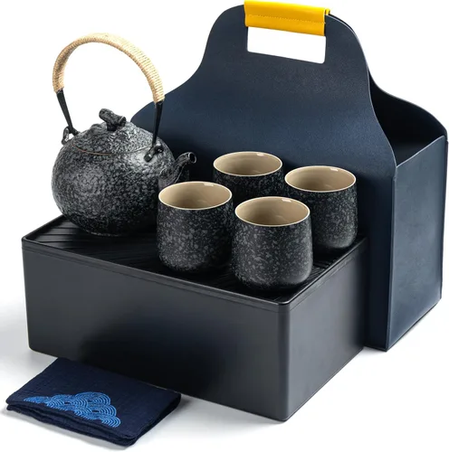TEANAGOO Juego de té japonés, juegos de té chino, tazas de té japonés de porcelana, juego de té chino de gongfu, juego de té asiático para adultos,