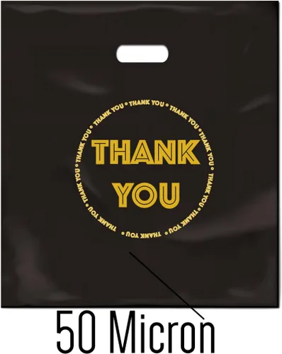 Miniatura 3 de HIPOLI Bolsas de plástico para mercancías de Thank You, paquete de 100, 16 x 18 pulgadas, bolsas de compras negras brillantes de 2 mil para pequeñas