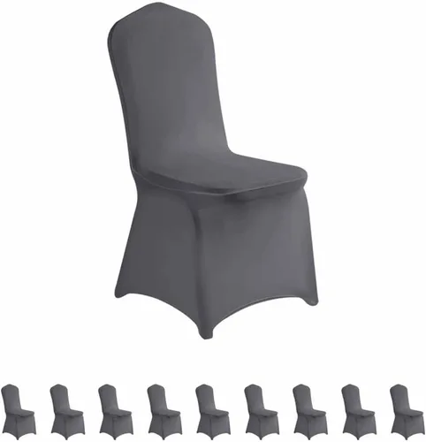 Miniatura 16 de LZY 6 piezas Fundas de Silla de Spandex Elásticas Fundas Deslizables para Fiestas de Boda, Fundas de Decoración de Sillas de Comedor y Banquete Negro