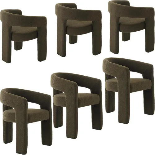 Miniatura 16 de HNY Silla moderna de cocina y comedor de estilo barril, silla de acento tapizada en cuero sintético PU con brazo, silla de lado de 47 cm de ancho
