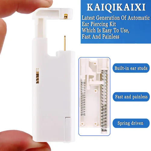 Miniatura 2 de KAIQIKAIXI 18 piezas, kit de perforación de oreja, pistola de clavos para oreja automática e indolora, desechable, aséptica, casera, portátil, grupo